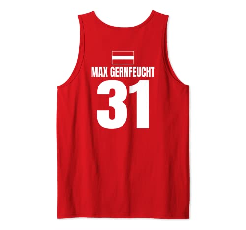 Herren Mallorca Sauf Trikot Österreich, Max Gernfeucht Tank Top von Österreichische Mallorca Sauf Trikot Designs