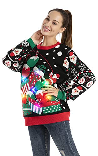 Herren Unisex Lustig Pullover für Weihnachten Strickpullis für Weihnachtsparty SweaterGet Lit with RudyS von OFF THE RACK