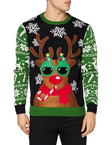 Herren Unisex Lustig Pullover für Weihnachten Strickpullis für Weihnachtsparty SweaterGet Lit with RudyXL von OFF THE RACK