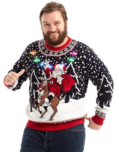 OFF THE RACK Hässlicher Weihnachtspullover, Unisex Lustiger Chunky Fair Isle Gestrickter Festlicher Pullover für Party Ho Ho Let's Go! 3XL von OFF THE RACK