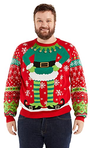 OFF THE RACK Hässlicher Weihnachtspullover, Unisex Lustiger Chunky Fair Isle Gestrickter Festlicher Pullover für Party Rock Your Best Elf XL von OFF THE RACK