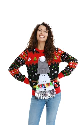 OFF THE RACK Hässlicher Weihnachtspullover Damen Unisex Lustiger LED Chunky Gestrickter Festlicher Pullover für Party Snowman XXL OFF THE RACK Hässlicher Weihnachtspullover Damen Unisex Lustiger LED Chunky Gestrickter Festlicher Pullover für Party Snowman XXL von OFF THE RACK