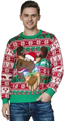 OFF THE RACK Mens Unisex Herren Lustig LED Weihnachtspullover Pullover Sweater, Dis Rudy, who dat, XXL von OFF THE RACK