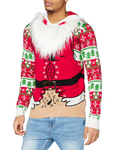 OFF THE RACK Unisex Herren Lustig Weihnactspullover Kapuzenpullover Strickpullis für Weihnachten - Fat Fluffy Santa Feels - S von OFF THE RACK