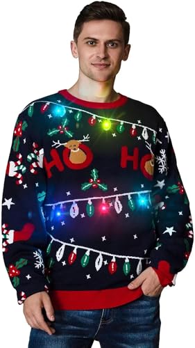 OFF THE RACK Unisex Herren Lustig LED Leuchtende Weihnactspullover Strickpullis für Weihnachten von OFF THE RACK