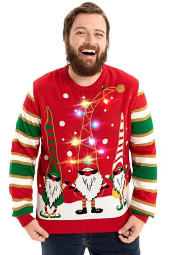 Unisex Herren Strickjacke mit hässlichem Weihnachtspulli, gestrickt Santa Rocks Funny Ugly Pullover für Herren von OFF THE RACK