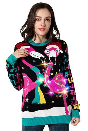 Unisex Herren Strickjacke mit hässlichem Weihnachtspulli, gestrickt Santa Rocks Funny Ugly Pullover für Herren von OFF THE RACK