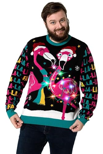 Unisex Herren Strickjacke mit hässlichem Weihnachtspulli, gestrickt Santa Rocks Funny Ugly Pullover für Herren von OFF THE RACK