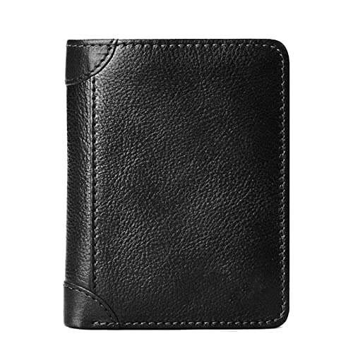 OFFAXE Geldbörse Herren,Trifold Brieftasche Retro Style Large Space Multi Card Slots Männer Leder Brieftasche Münze Geldbörse Schwarz,Aluminium Kreditkartenetui bis, für Familien, Männe (Black) von OFFAXE