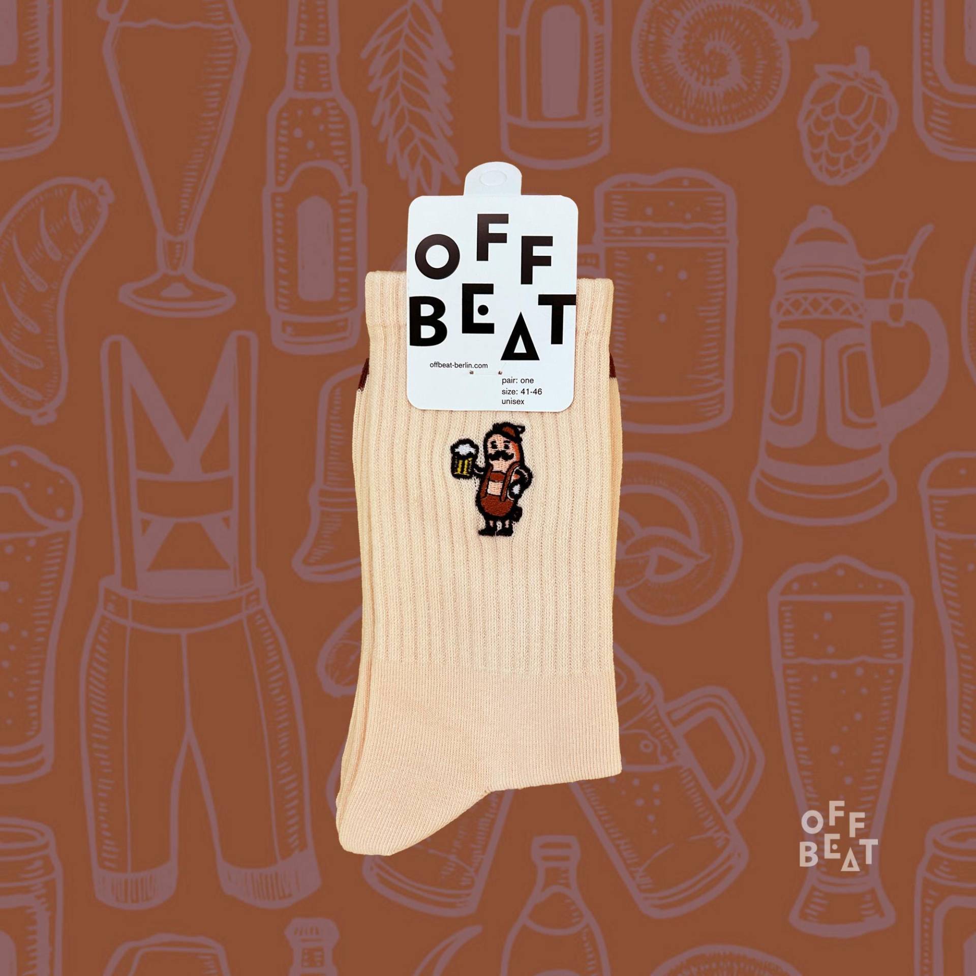 Bestickte Socken Wurstmensch | Aus 75% Gekämmter Baumwolle von OFFBEATberlin