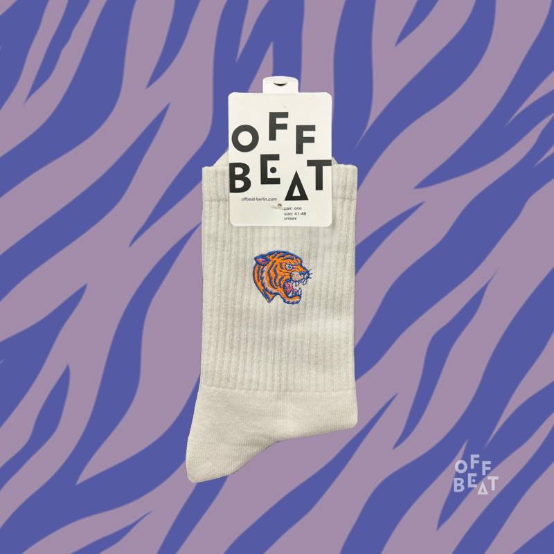 Bestickte Tigerkopf-Socken | Aus 75% Gekämmter Baumwolle von OFFBEATberlin