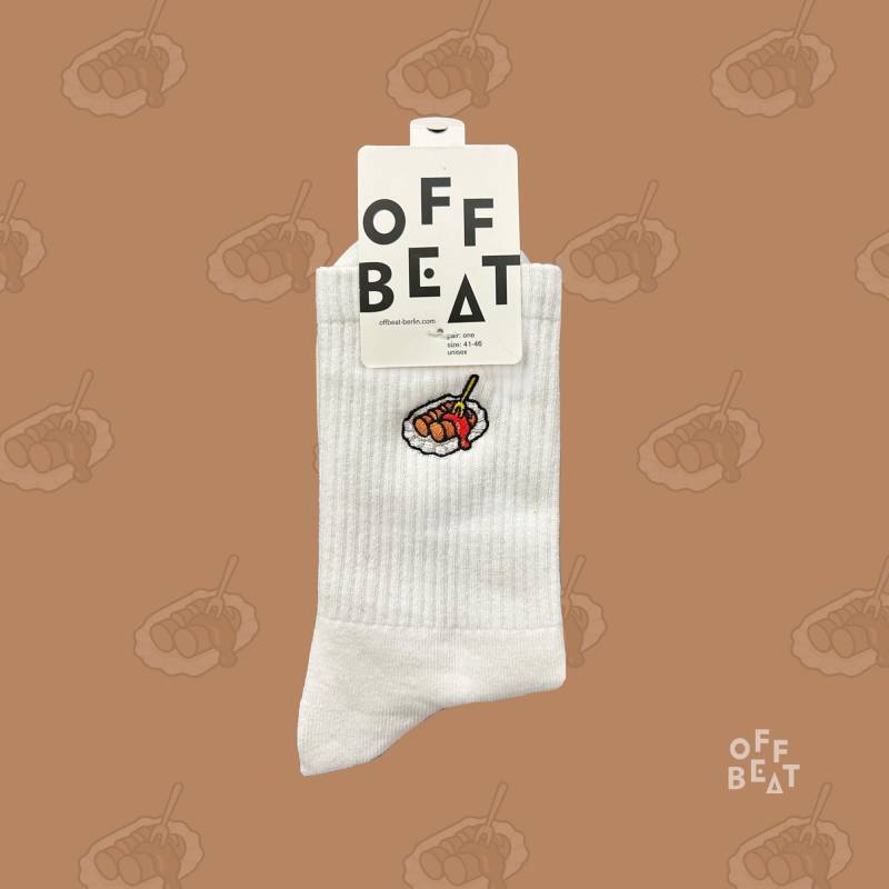 Gestickte Socken Currywurst | Aus 75% Gekämmter Baumwolle von OFFBEATberlin