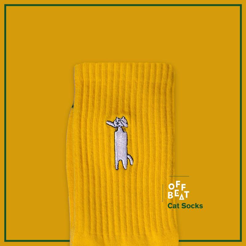 Gestickte Socken Grumpy Cat | Aus 75% Gekämmter Baumwolle von OFFBEATberlin