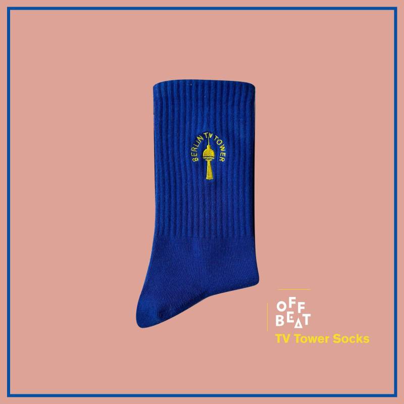 Bestickte Socken Berliner Fernsehturm | Aus 75% Gekämmter Baumwolle von OFFBEATberlin
