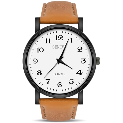 OFFCUP Armbanduhr Herren, Analog Quarz Uhr für Männer Uhren Minimalist Herrenuhr mit Lederarmband und Großem Zifferblatt, Klassische Business Leicht zu Lesen von OFFCUP