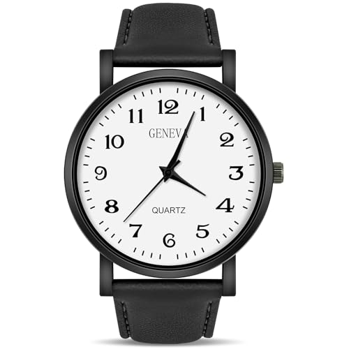 OFFCUP Armbanduhr Herren, Analog Quarz Uhr für Männer Uhren Minimalist Herrenuhr mit Lederarmband und Großem Zifferblatt, Klassische Business Leicht zu Lesen von OFFCUP