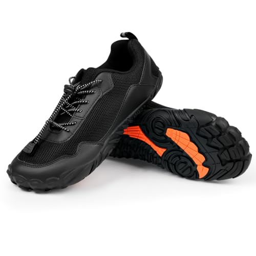 OFFCUP Barfußschuhe Traillaufschuhe, Herren Outdoor Sport Fitnessschuhe, Wanderschuhe Atmungsaktiv Leichte rutschfest Laufschuhe Knit Sneaker Minimalistische Fivefinger Zehenschuhe Gr.43 von OFFCUP