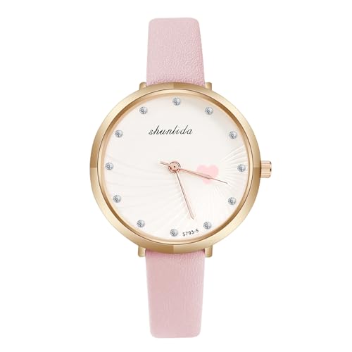 OFFCUP Damenuhr, Damen Analog Quarz Uhr Damen Armbanduhr mit Lederarmband, Damen Uhr Minimalistische Mode Armbanduhr für Frauen Kleideruhr von OFFCUP