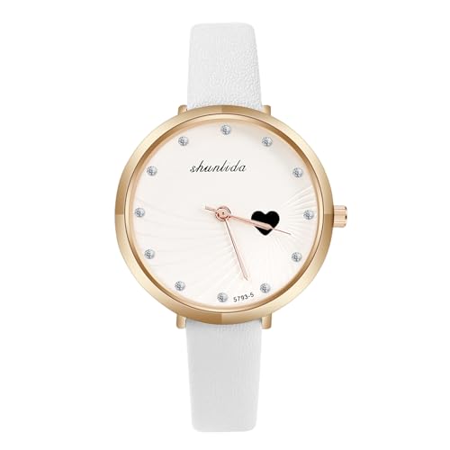 OFFCUP Damenuhr, Damen Analog Quarz Uhr Damen Armbanduhr mit Lederarmband, Damen Uhr Minimalistische Mode Armbanduhr für Frauen Kleideruhr von OFFCUP