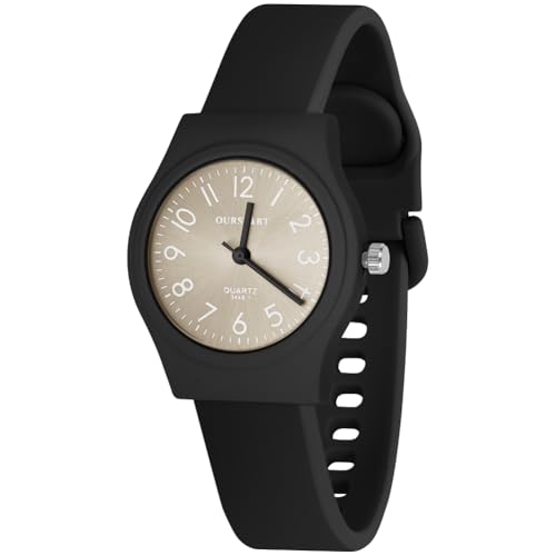 OFFCUP Damenuhr, Damen Analog Quarz Uhr mit Silikon Armband, Uhren Damen Sportlich Elegant Casual Armbanduhr Krankenschwester Quarzuhr Farbe Buntfarbig, 38 mm Gehäusegröße-Schwarz von OFFCUP