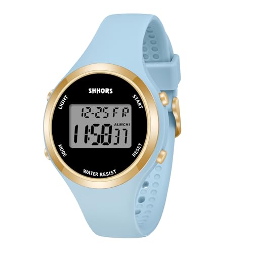 OFFCUP Damenuhr, Damen Digitaluhren mit Silikon Armband, Uhren Damen mit Wecker Stoppuhr LED Licht Datum Sportlich Elegant Weitwinkel Casual Armbanduhr für Jungen Mädchen von OFFCUP