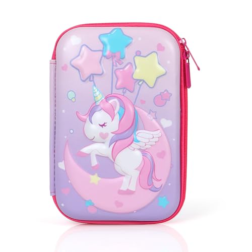 OFFCUP Federmäppchen 3 Fach Federtasche 3D-Eva-Federmäppchen Große Kapazität Etui Stifte Schulmäppchen Federmappe Stiftetasche Mäppchen für Teenager Schule Büro Jungen Mädchen - Einhorn von OFFCUP