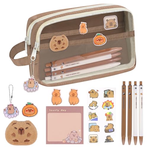 OFFCUP Federmäppchen Capybara Mäppchen Große Kapazität, Pencil Case Teenager Stiftetasche Tragbare Schreibwaren Tasche, Federtaschen Schlampermäppchen mit Reißverschluss Federmappe für Schule Büro von OFFCUP
