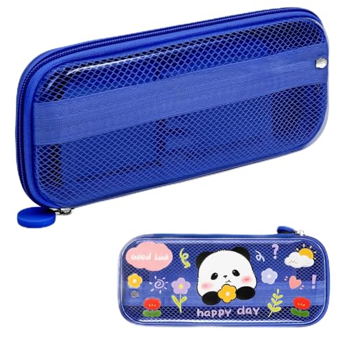 OFFCUP Federmäppchen Federtaschen Mäppchen 2 Fächer Mesh Etui Stifte Teenager Mäppchen Reißverschluss Pencil Case Schreibwaren Organizer Erwachsene für Schule & Büro -Blau von OFFCUP