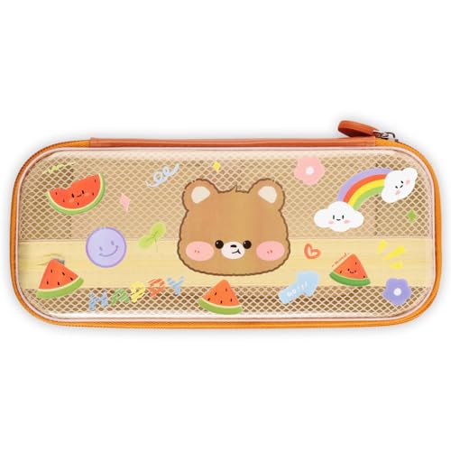 OFFCUP Federmäppchen Federtaschen Mäppchen 2 Fächer Mesh Etui Stifte Teenager Mäppchen Reißverschluss Pencil Case Schreibwaren Organizer Erwachsene für Schule & Büro -Braun von OFFCUP