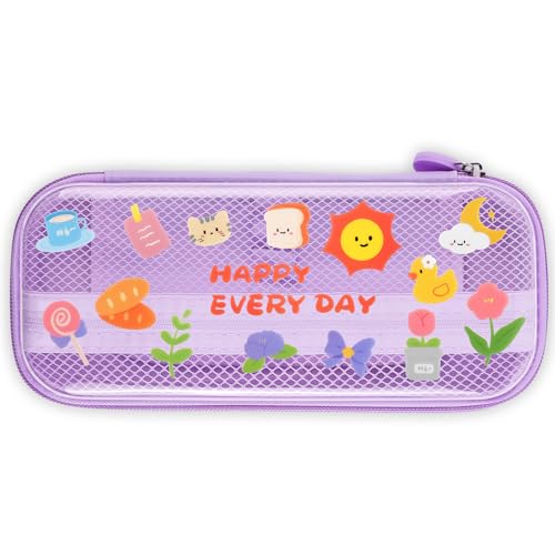 OFFCUP Federmäppchen Federtaschen Mäppchen 2 Fächer Mesh Etui Stifte Teenager Mäppchen Reißverschluss Pencil Case Schreibwaren Organizer Erwachsene für Schule & Büro -Lila von OFFCUP