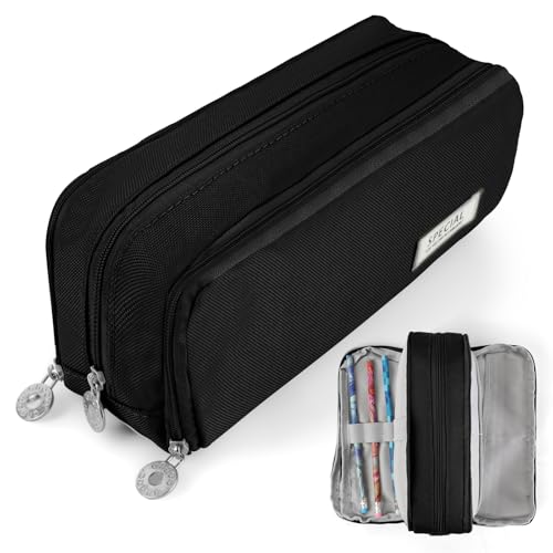 OFFCUP Federmäppchen Mäppchen 3 Fach Große Kapazität, Pencil Case Teenager Stiftetasche Tragbare Schreibwaren Tasche Federtaschen Schlampermäppchen mit Reißverschluss Federmappe für Schule Büro von OFFCUP