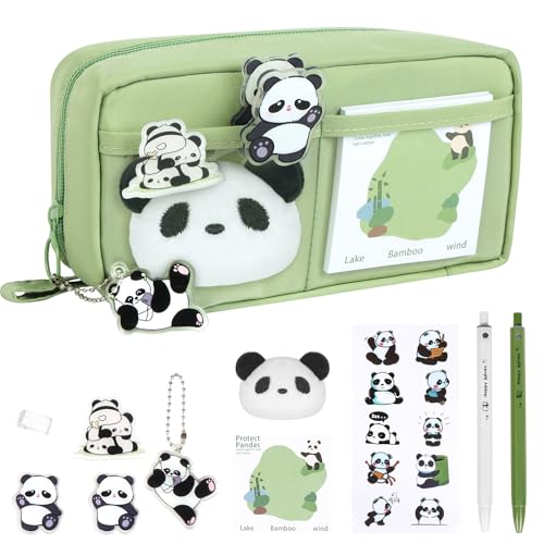 OFFCUP Federmäppchen Panda Mäppchen Große Kapazität, Pencil Case Teenager Stiftetasche Tragbare Schreibwaren Tasche, Federtaschen Schlampermäppchen mit Reißverschluss Federmappe für Schule Büro von OFFCUP