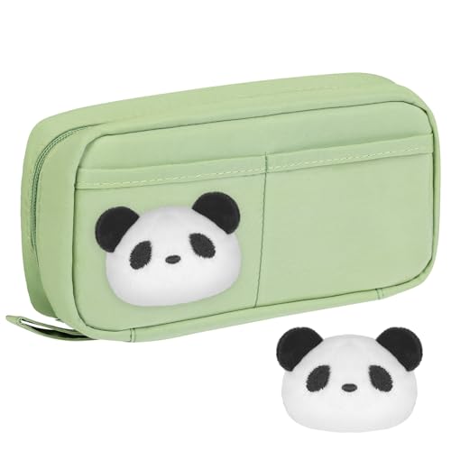 OFFCUP Federmäppchen Panda Mäppchen Große Kapazität, Pencil Case Teenager Stiftetasche Tragbare Schreibwaren Tasche, Federtaschen Schlampermäppchen mit Reißverschluss Federmappe für Schule Büro von OFFCUP