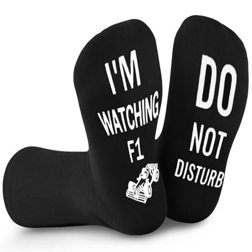 OFFCUP Lustige Socken Geschenk Mit Spruch DO NOT DISTURB I'M WATCHING F1 Socken Lustig Neuheit Geschenke für Opa Papa Männer Herren Vatertag Weihnachtsgeschenke Geburtstag von OFFCUP