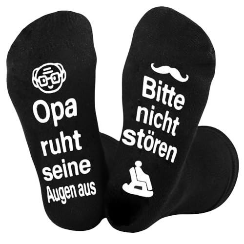 OFFCUP Papa Socken Herren Socken mit Spruch Bitte Nicht Stören Opa Ruht Seine Augen Aus Lustige Geschenke für Papa Zum Geburtstag von Tochter Weihnachten Vatertag Weihnachtsgeschenke von OFFCUP