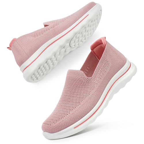 OFFCUP Slip On Sneaker Damen, Laufschuhe Damen Sportschuhe Mesh Turnschuhe Freizeitschuhe Straßenlaufschuhe Barfußschuhe Damen Walkingschuhe Joggingschuhe Leichte Atmungsaktiv Schuhe Fitness von OFFCUP
