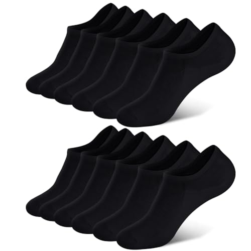OFFCUP Sneaker Socken Herren Damen, 6 Paar Kurze Halbsocken, Unsichtbare Socken Damen Herren Füßlinge Bambus Socken Kurze Sportsocken Knöchelsocken mit Rutschfest Silikonpad 34-39 39-44 von OFFCUP