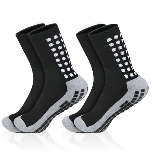 OFFCUP Fußball Socken, 2 Paare Grip Socken, Anti Rutsch Socken, Outdoor-Sport-Laufsocken atmungsaktiv Fußballsocken absorbiert Schweiß für Fussball Basketball Laufen Radfahren Marathon Wandern von OFFCUP