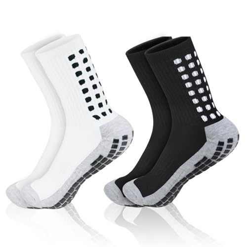 OFFCUP Fußball Socken, 2 Paare Grip Socken, Anti Rutsch Socken, Outdoor-Sport-Laufsocken atmungsaktiv Fußballsocken absorbiert Schweiß für Fussball Basketball Laufen Radfahren Marathon Wandern von OFFCUP