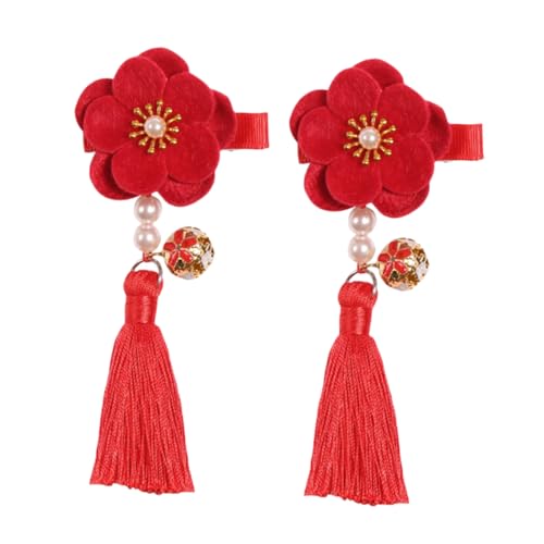 OFFIGAM 1paar Blumen-haarspangen Für Tassel Haarschmuck Süße Haarclips Accessoires Für Für Mädchen-outfits Und Festliche Gelegenheiten von OFFIGAM