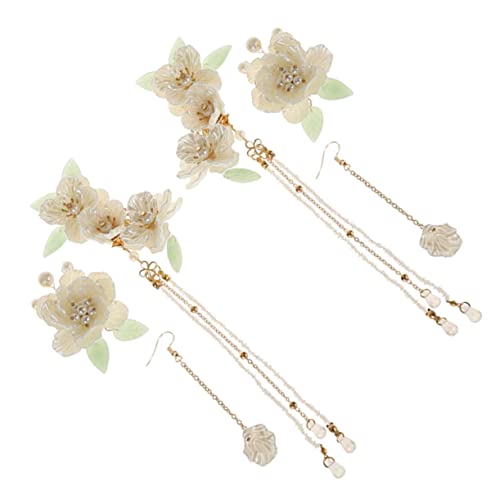 OFFIGAM 1 Satz Haarspangen Set mit Blumen und Fransen Teiliges Haaraccessoire für Mädchen Trendige Ohrringe und Haarnadeln Leicht und Langlebig für Festliche Anlässe von OFFIGAM