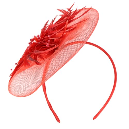 OFFIGAM 1 Stück Haarschmuck mit Federn Haarspange für Partys Festivals Besondere Anlässe Rotes Netz Design für Damen Accessoire zur Verschönerung Ihres Looks von OFFIGAM