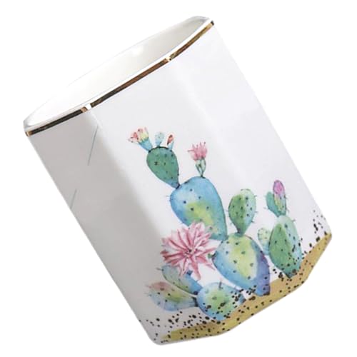 OFFIGAM 1 Stück Kaktus Aufbewahrungsbecher Kosmetik Aufbewahrungsbehälter Kosmetik Organizer Dekorativer Stifthalter Haushaltsschmuck Haushaltsausstattung Keramik Stifthalter von OFFIGAM