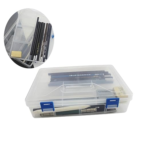 OFFIGAM 1stück Großes Transparentes Kunststoff-federmäppchen Doppelstöckig Für Kunstbedarf Und Bleistifte Für Schüler Und Büroangestellte Leicht Und Langlebig von OFFIGAM