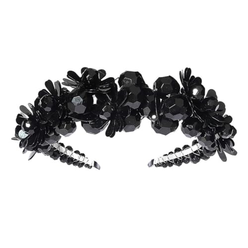 OFFIGAM 1stück Schwarzer Haarreif Für Frauen Elegantes Haarschmuck-accessoire Mit Funkelnden Pailletten Für Hochzeiten Partys Und Fotoshootings Einzigartiges Design Und Sorgfältige von OFFIGAM