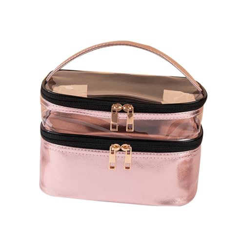 OFFIGAM 1 Stück Transparente Kosmetiktasche Doppelschichtige Reise Make Up Tasche Große Kapazität für Damen und Camping von OFFIGAM