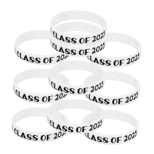 OFFIGAM 10 Stück Silikon Armbänder Klasse Weiße Graduierungsarmbänder für Lehrkräfte und Studenten für Abschlussfeiern Partygeschenke von OFFIGAM