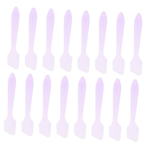 OFFIGAM 100 Stück Maskenstab Sahnelöffel aus Kunststoff Mini-Make-up-Löffel Gesichtsmaskenschaufel Gesichtscreme Löffel Maskenlöffel Gesicht Löffel Plastik Violett von OFFIGAM