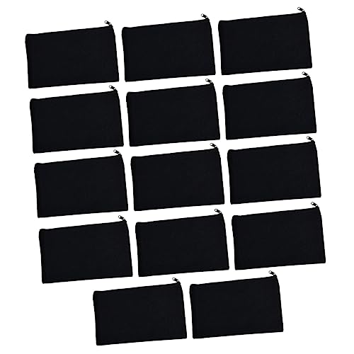 OFFIGAM 14 Stück Teiliges Canvas Federmäppchen Wiederverwendbare Tragbare Aufbewahrungstaschen für Stifte und Kosmetik für DIY Projekte und Kreative Bastelstunden mit Kindern Schwarz von OFFIGAM