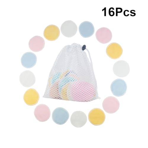 OFFIGAM 16Stücke Wiederverwendbare Make Up Entferner Pads Waschbare Gesichtswischpads mit Wäschesack Blau Rosa Weiß Gelb für Sanfte Hautreinigung und Make Up Entfernen von OFFIGAM